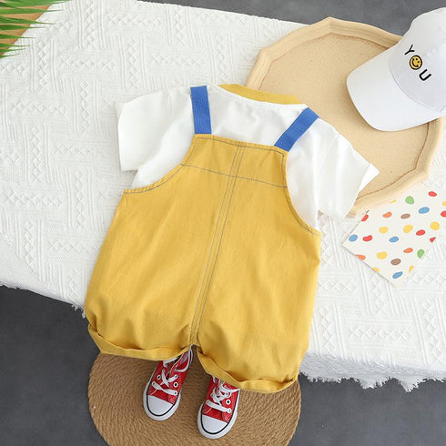 Casual Suspenders Two-piece Baby Round Neck Short Sleeve Suit